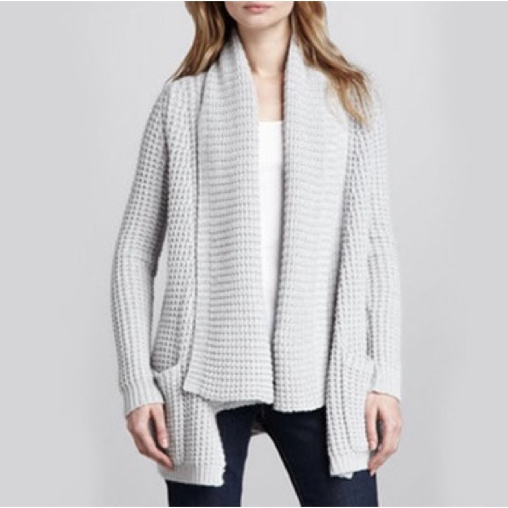Autumn Cashmere Draped Waffle Rib Cardigan - Picture 2 of 8